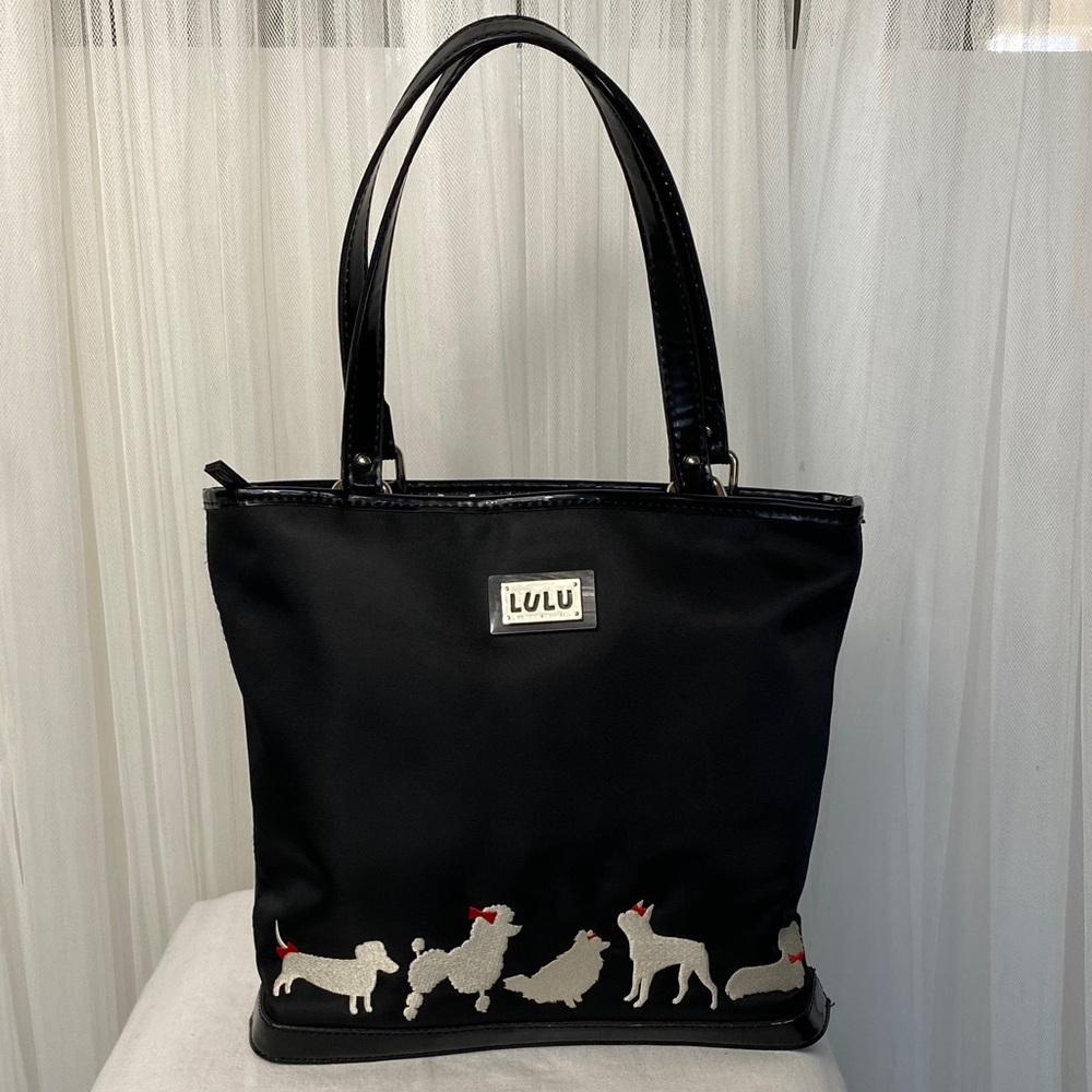 Lulu Guinness Black Nylon with Dog Motif